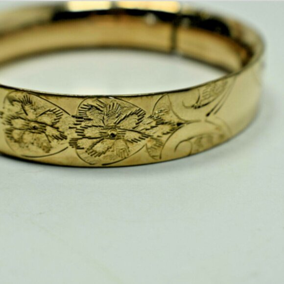 Heavy 13g  14K Gold Engraved Bangle Bracelet - Can be Monogrammed - Picture 6 of 6
